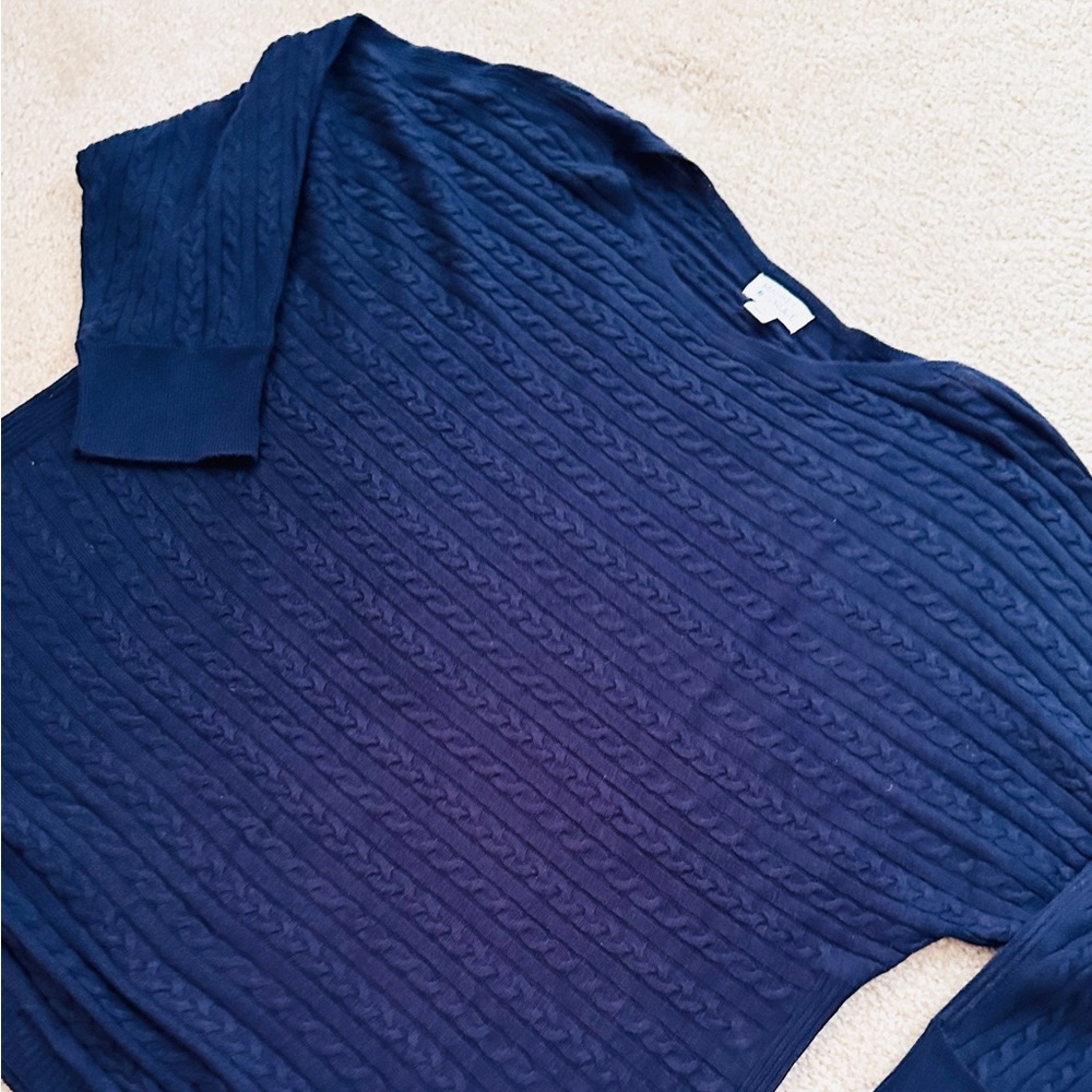 Market & Spruce Navy Cable Knit Sweater